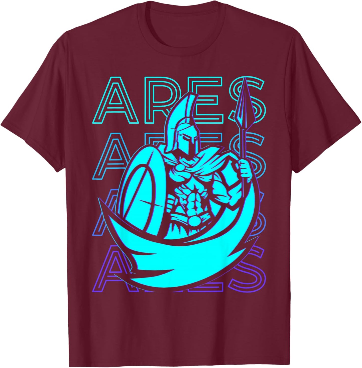 Greek Mythology Gifts Ares Greek God War Retro Ares Black T-Shirt - T-Shirt | Maroon