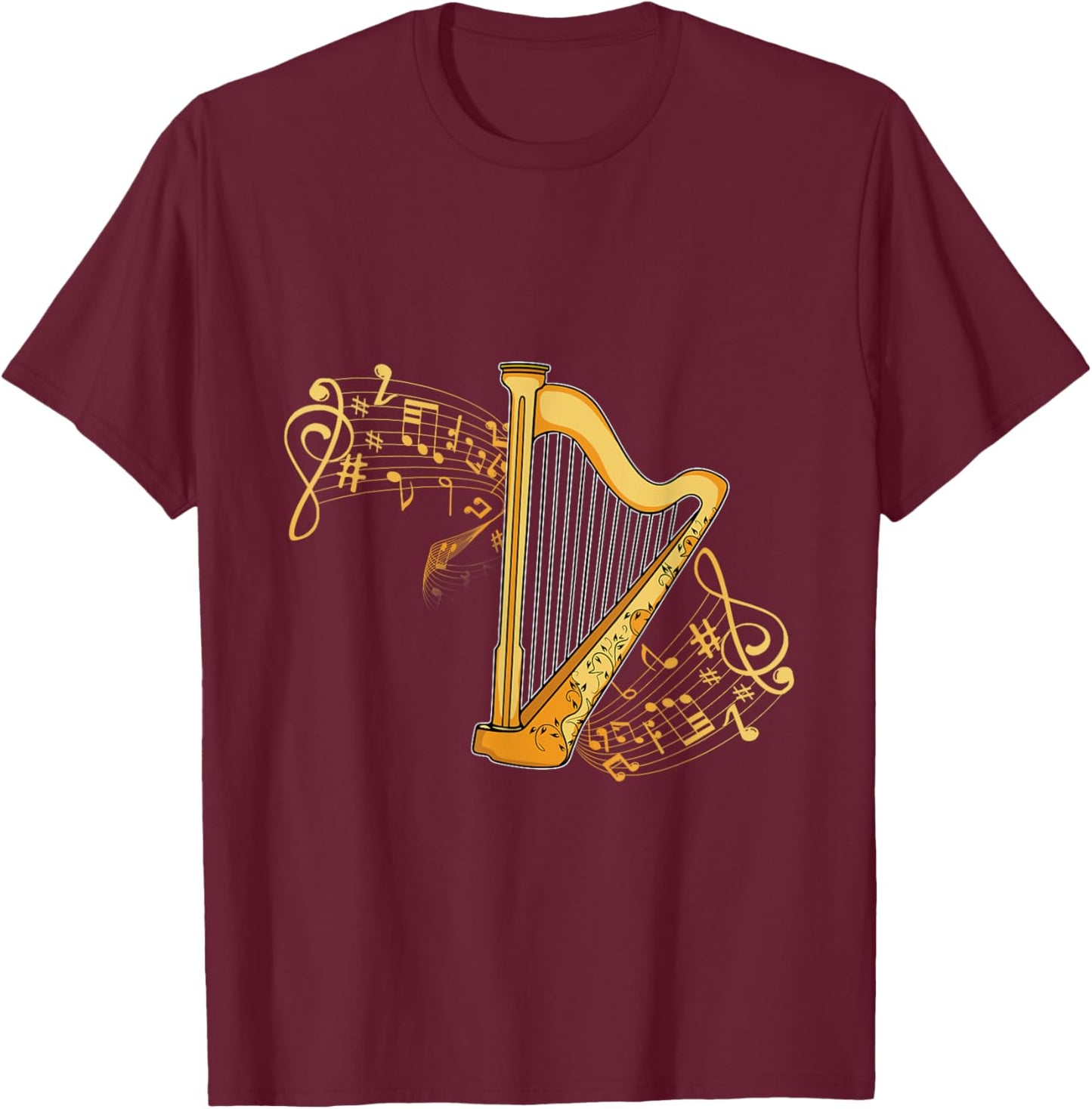 Harp Player Girls Harpist Women Men Music Harp T-Shirt - T-Shirt | Maroon