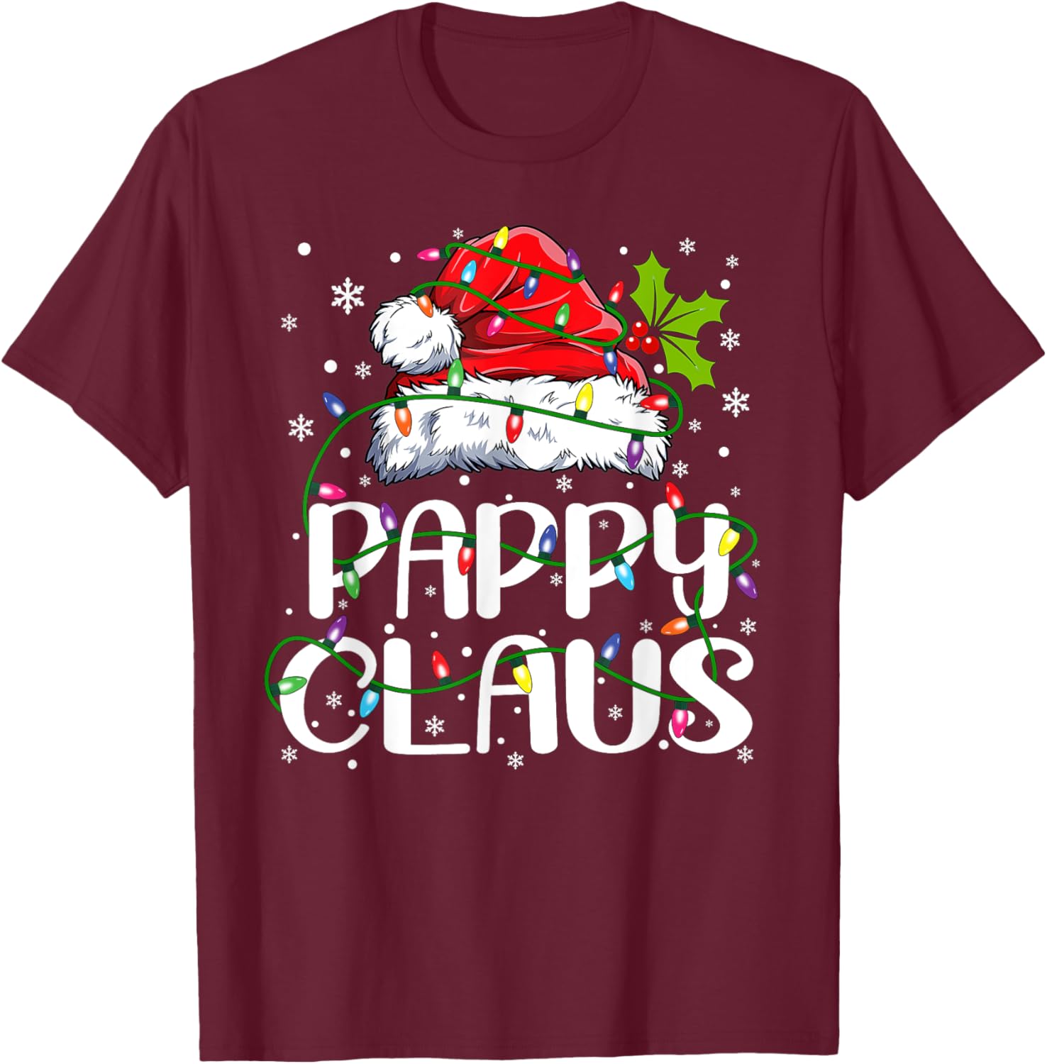 Pappy Claus Shirt Christmas Lights Pajama Family Matching T-Shirt - T-Shirt | Maroon