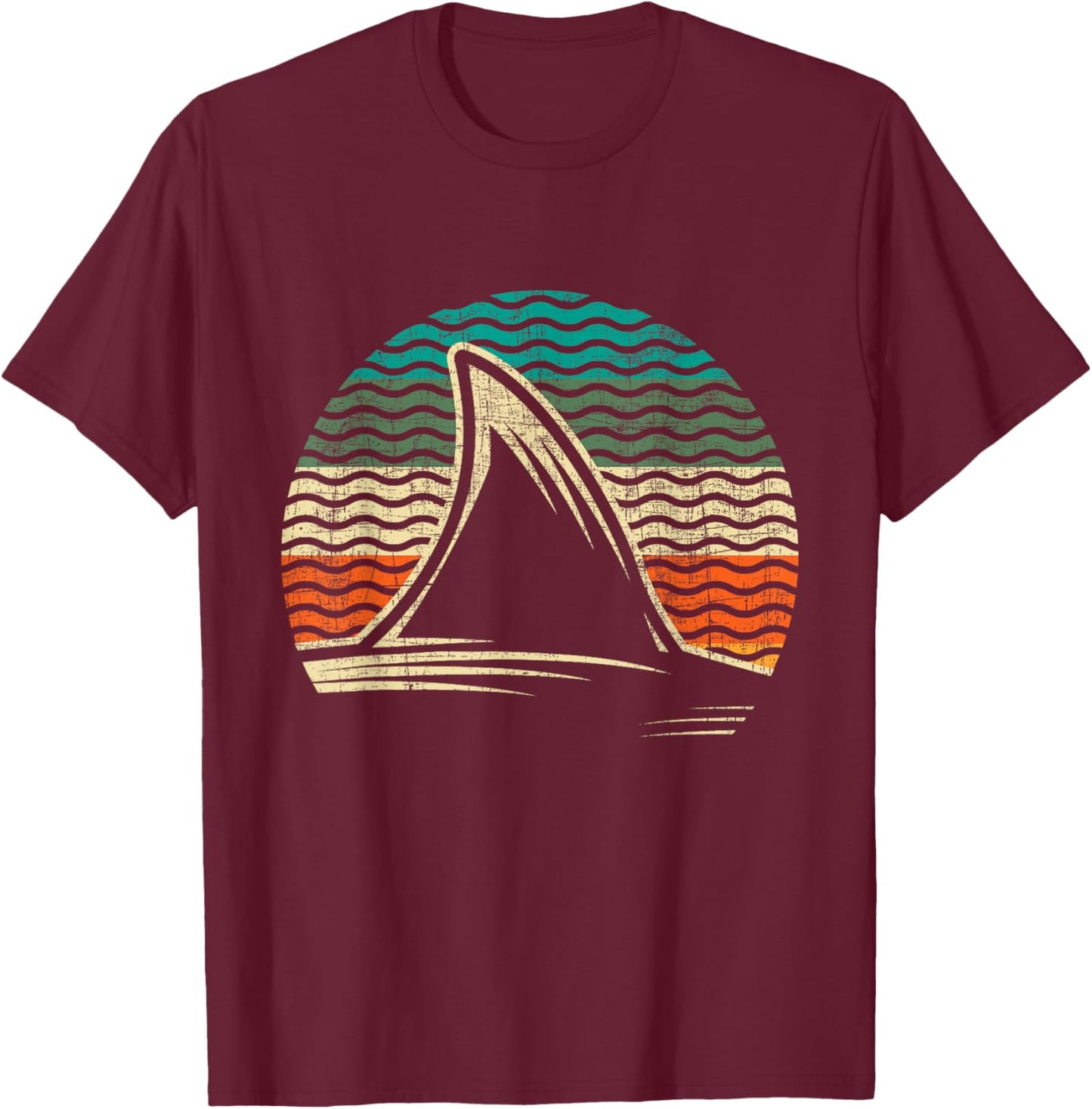 Retro Shark Tail - Marine Biologist Shark Lovers Wildlife T-Shirt - T-Shirt | Maroon