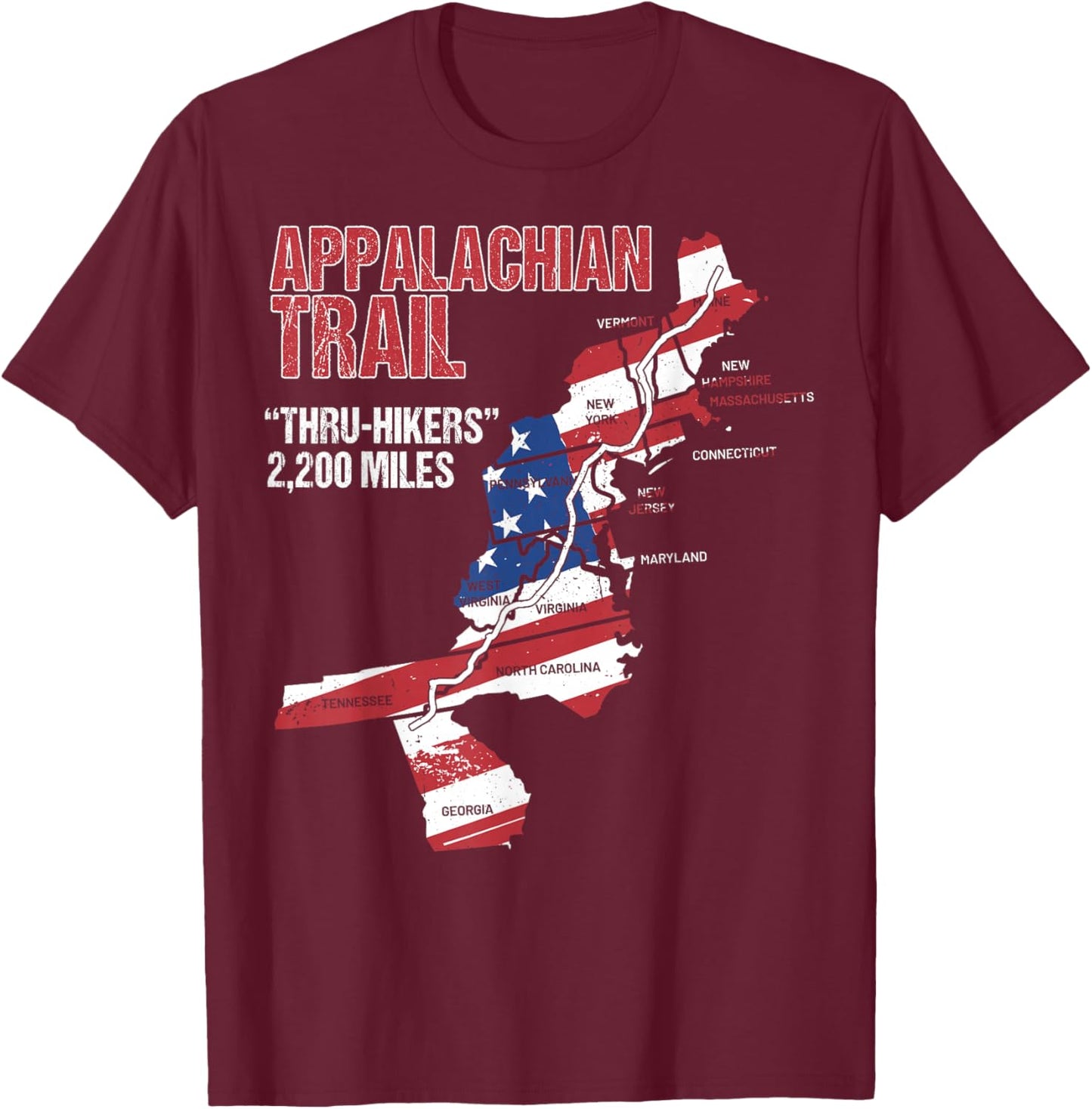 Thruh Hikers, Appalachian Trail Hiking T-Shirt - T-Shirt | Maroon
