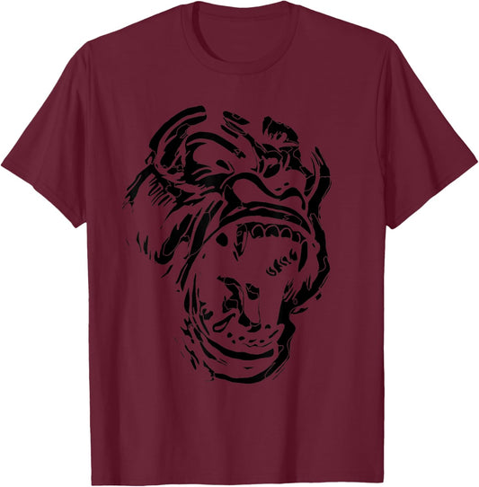 Angry Gorilla Silverback Image Picture Gorillas Tattoo Art T-Shirt - T-Shirt | Maroon