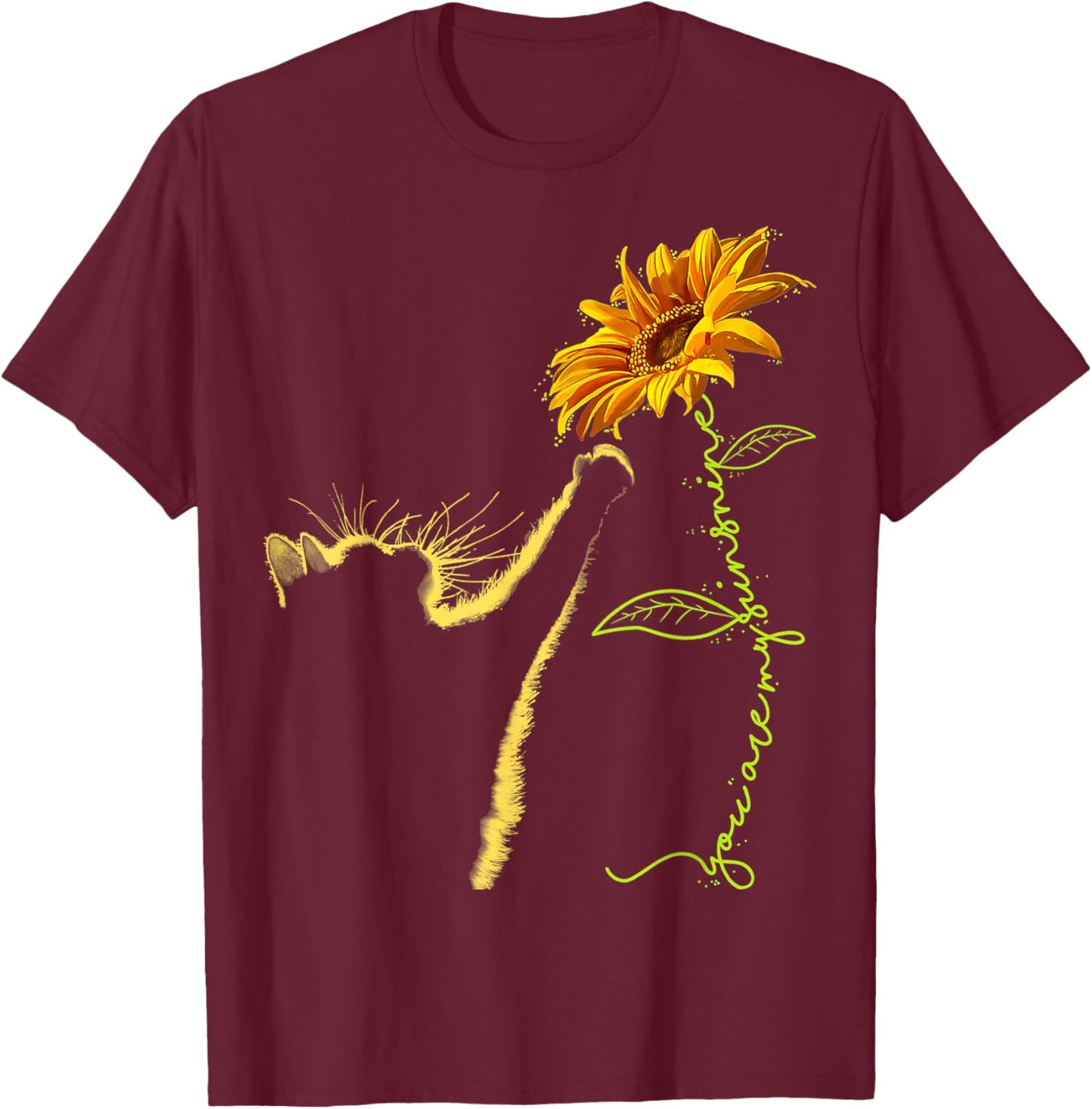 Cat Sunflower Gifts for Cat Lovers, Cat Mom, Cat Lady, Women T-Shirt - T-Shirt | Maroon
