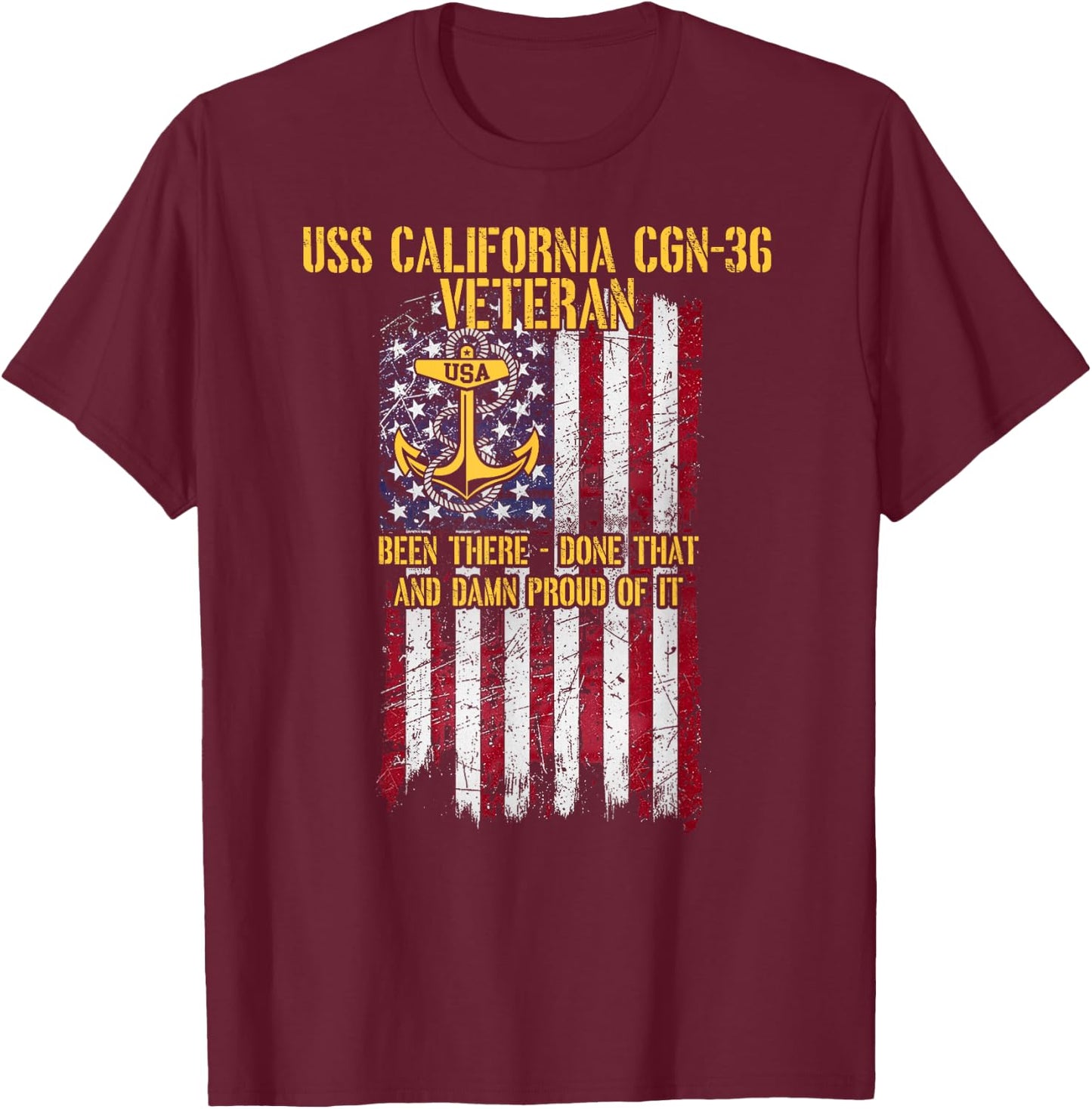 USS California CGN-36 Guided Missile Cruiser Veteran T-Shirt - T-Shirt | Maroon