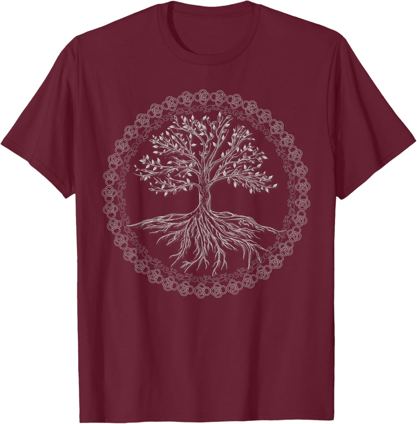 Tree Yggdrasil Viking Celtic Norse Life Symbol T-Shirt - T-Shirt | Maroon