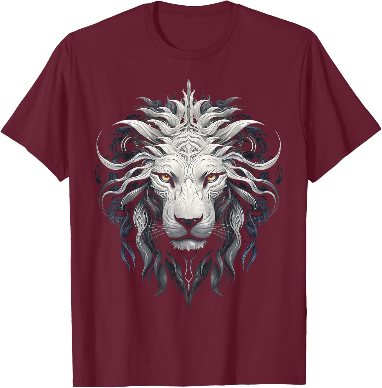Lion Mandala Animal Zoo Illustration Lion T-Shirt - T-Shirt | Maroon