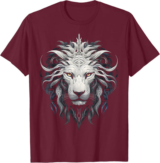 Lion Mandala Animal Zoo Illustration Lion T-Shirt - T-Shirt | Maroon