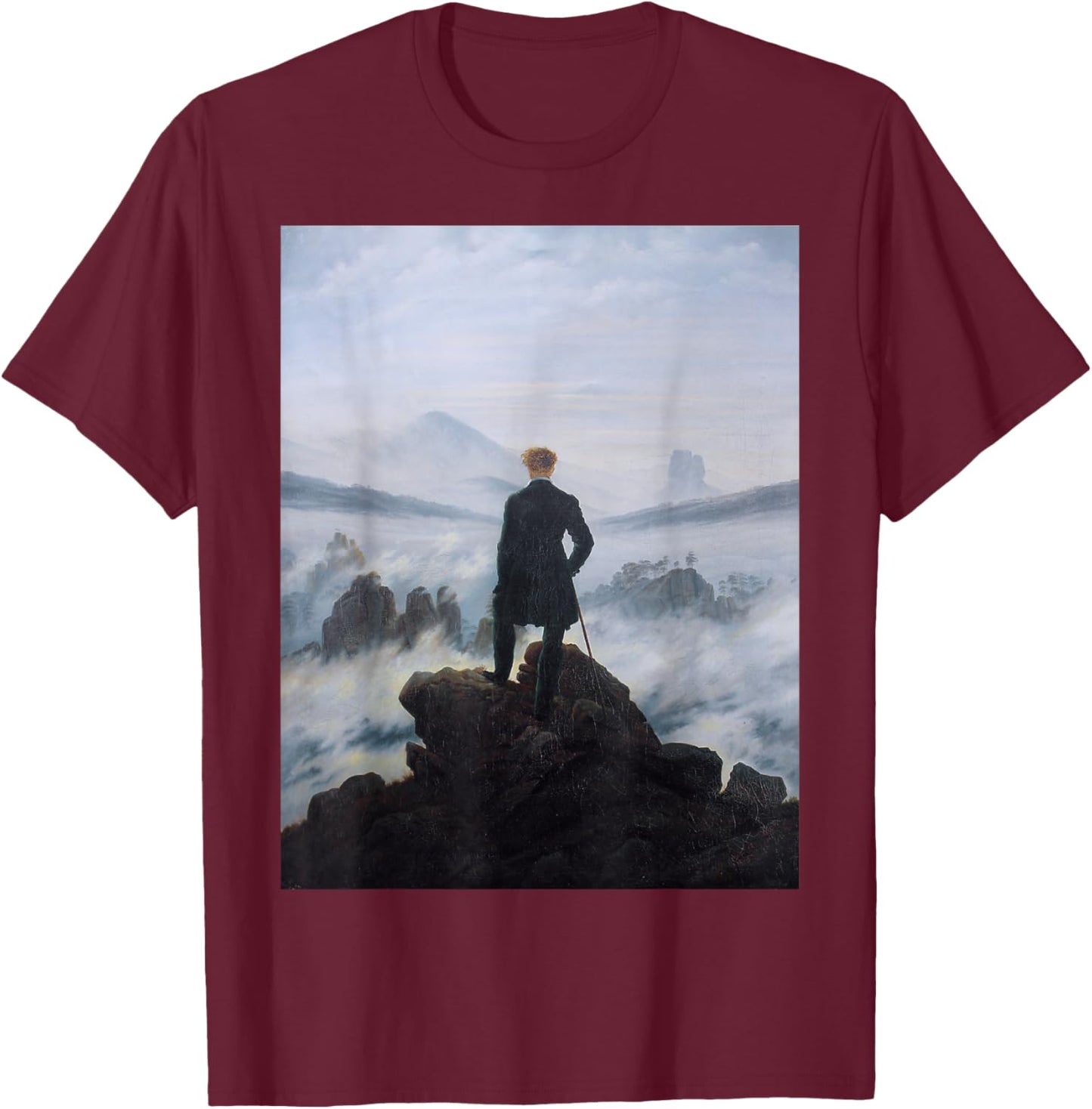 The Wanderer Above the sea of Fog T-Shirt - T-Shirt | Maroon