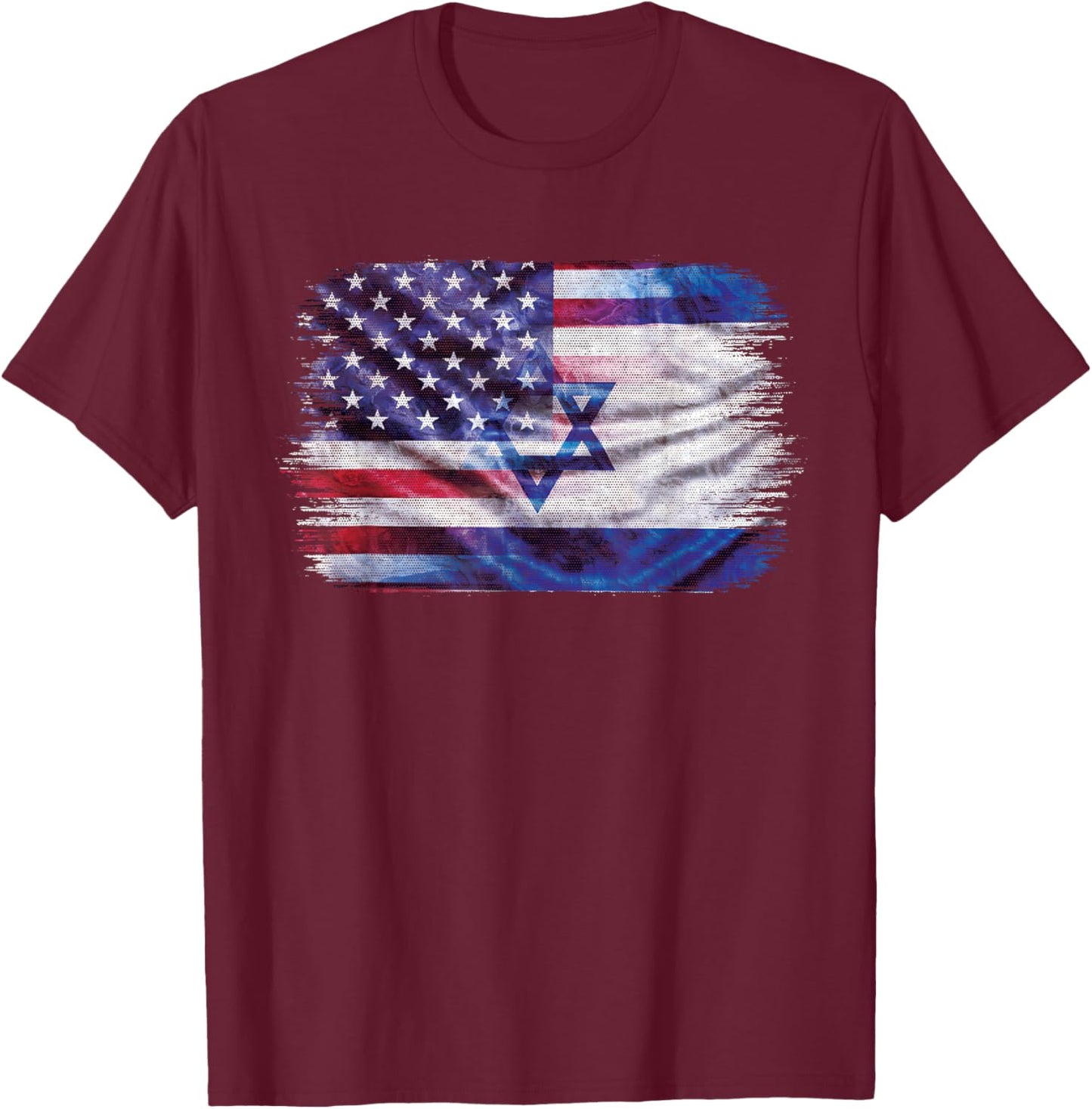 Israeli American Flag Pride Israel USA T-Shirt - T-Shirt | Maroon