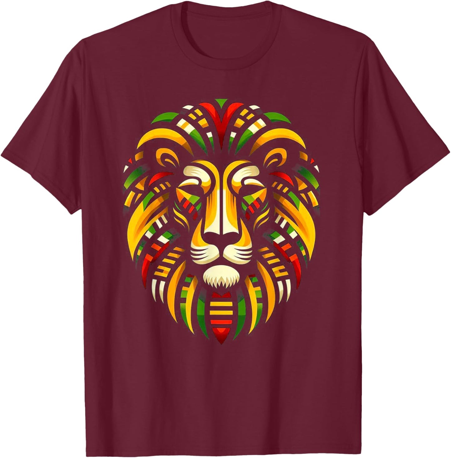 Melanin King Kente Lion African Pride Roots Art T-Shirt - T-Shirt | Maroon