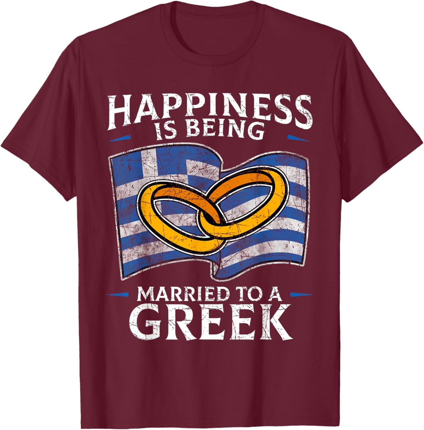 Greek Marriage Greece Married Heritage Flag Culture Roots T-Shirt - T-Shirt | Maroon