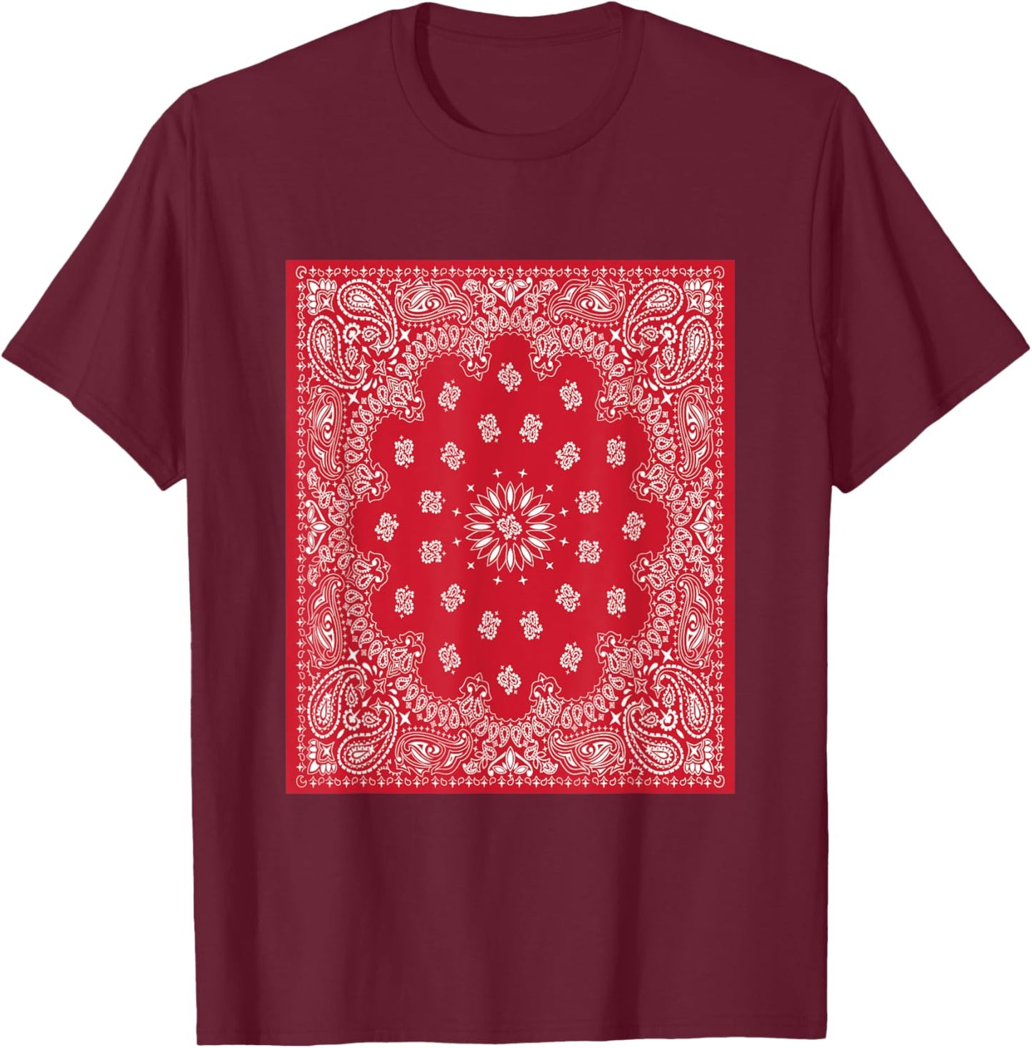Red Bandana Print White Red Bandana Clothing Outfit OG Blood T-Shirt - T-Shirt | Maroon