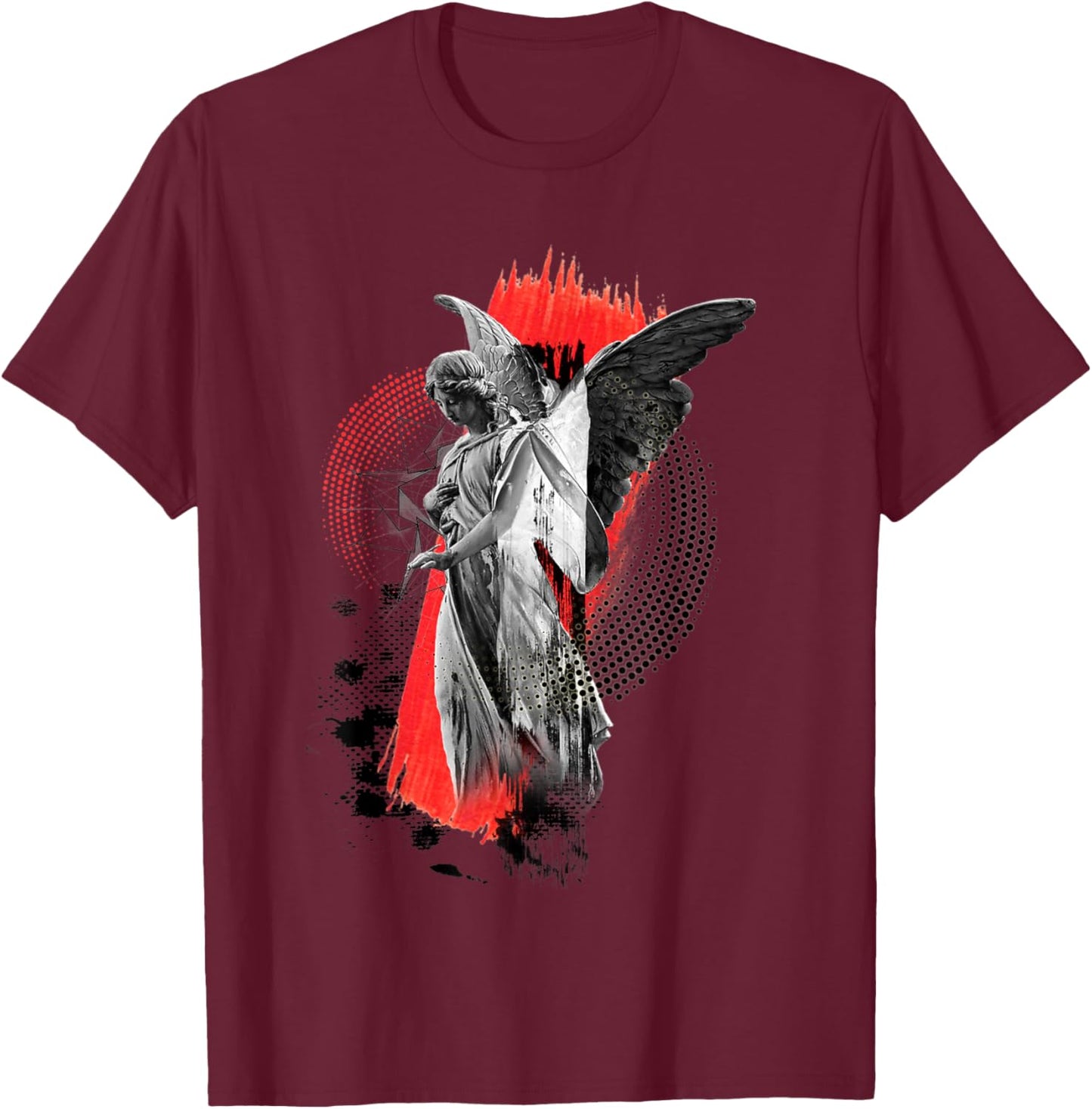 Trash Polka Art "Guardian" T-Shirt - T-Shirt | Maroon