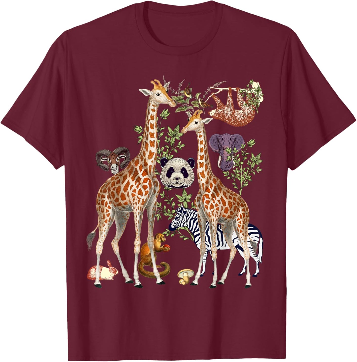 Jungle Animal Wildlife Safari Zoo Theme Wild Animals Forest T-Shirt - T-Shirt | Maroon