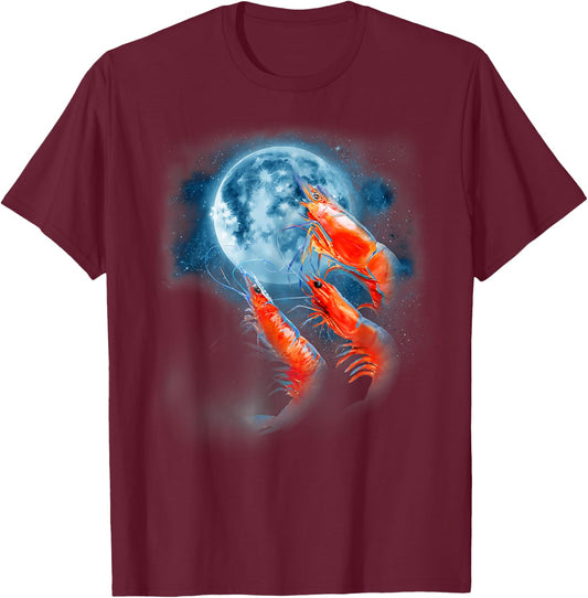 Three Shrimp Moon 3 Howling Funny Oddly Specific Dank Meme T-Shirt - T-Shirt | Maroon