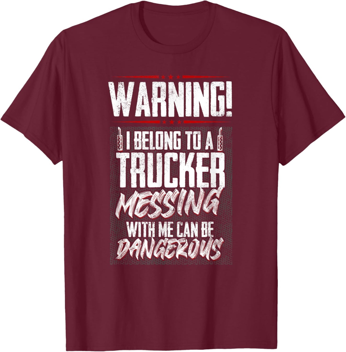 Truck Driver I Love My Trucker Wife Girlfriend Girl T-Shirt - T-Shirt | Maroon