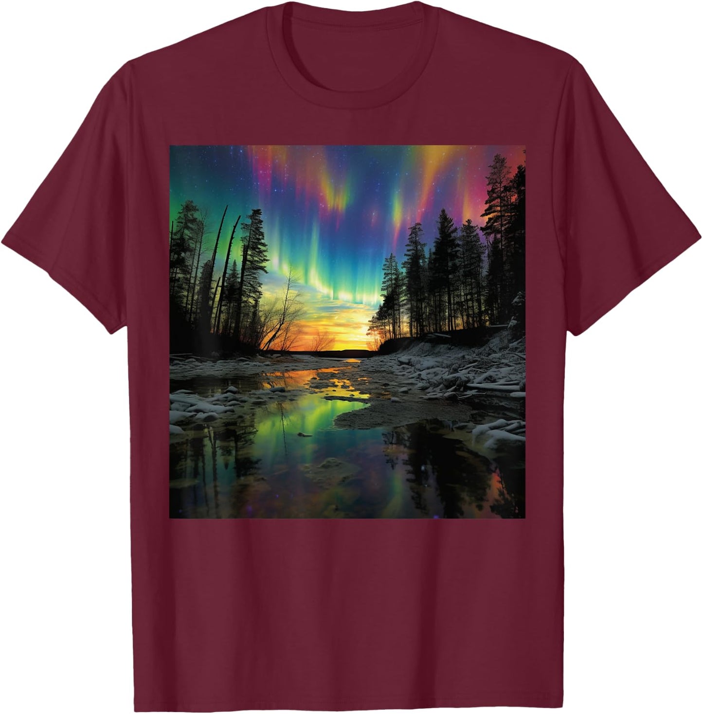 Minnesota Vacay Northern Lights Camping Hiking Souvenir T-Shirt - T-Shirt | Maroon
