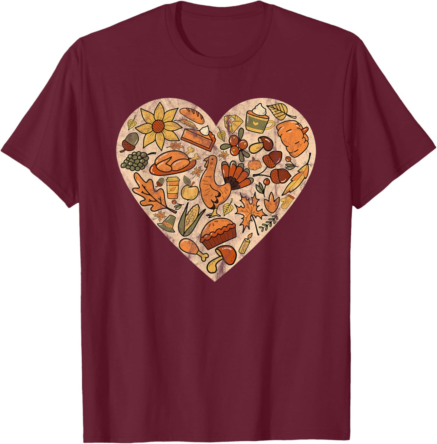 Running Pilgrim 2021 Heart Trot Thanksgiving Turkey Love T-Shirt - T-Shirt | Maroon