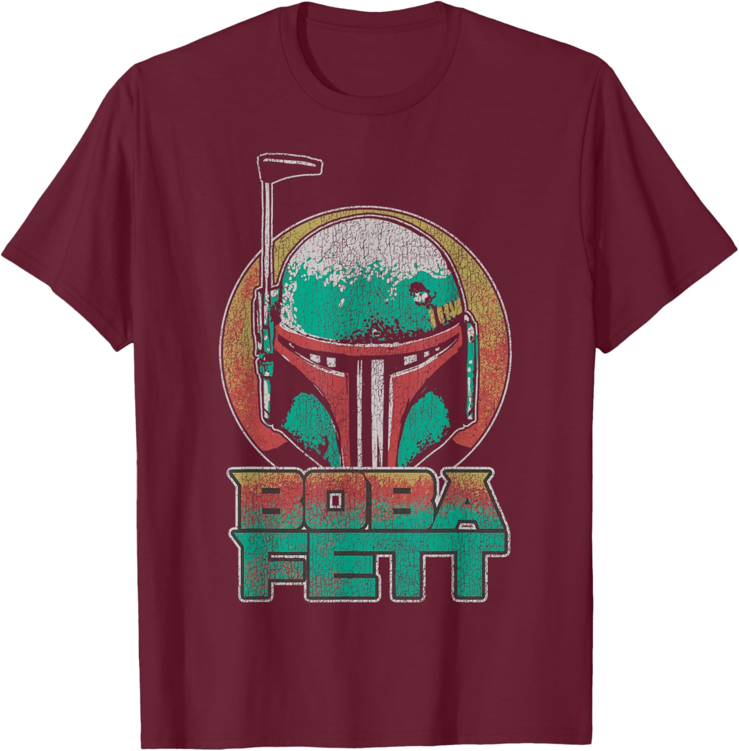 Star Wars The Book Of Boba Fett Vintage Helmet Logo V-2 T-Shirt - T-Shirt | Maroon