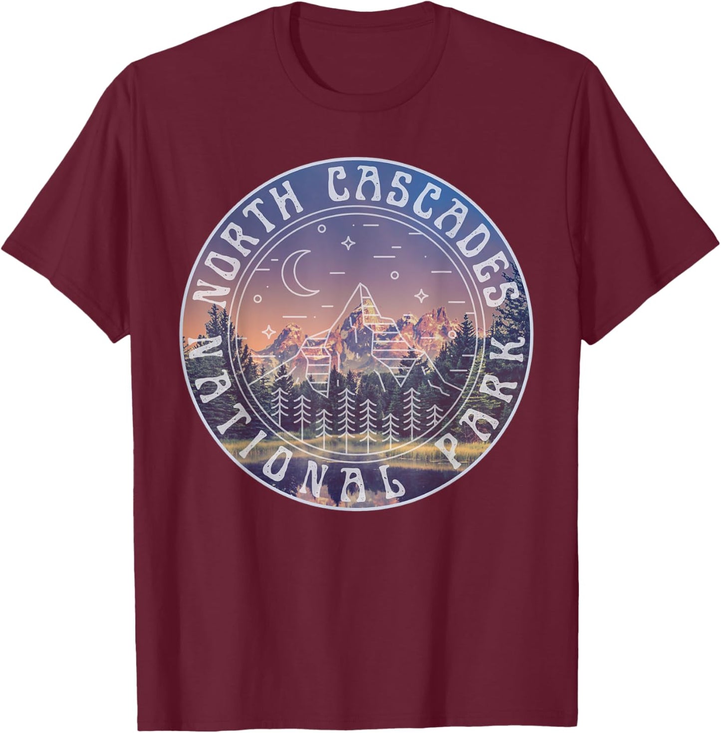 North Cascades National Park Washington Mountains Hiking T-Shirt - T-Shirt | Maroon