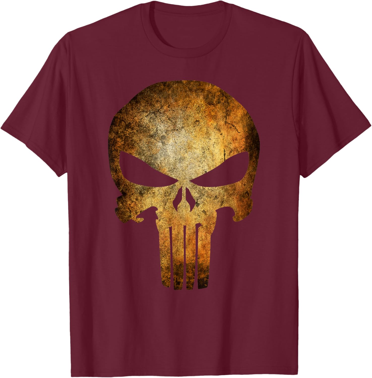 Marvel Punisher Rusted Skull Logo T-Shirt - T-Shirt | Maroon
