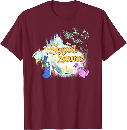 Disney The Sword in The Stone Retro T-Shirt - T-Shirt | Maroon