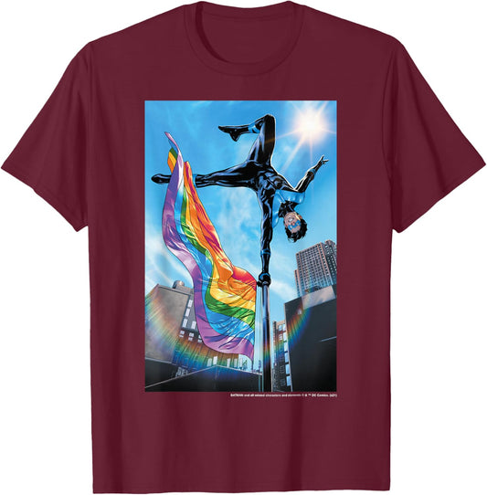 DC Comics Pride Nightwing Flag Flip T-Shirt - T-Shirt | Maroon