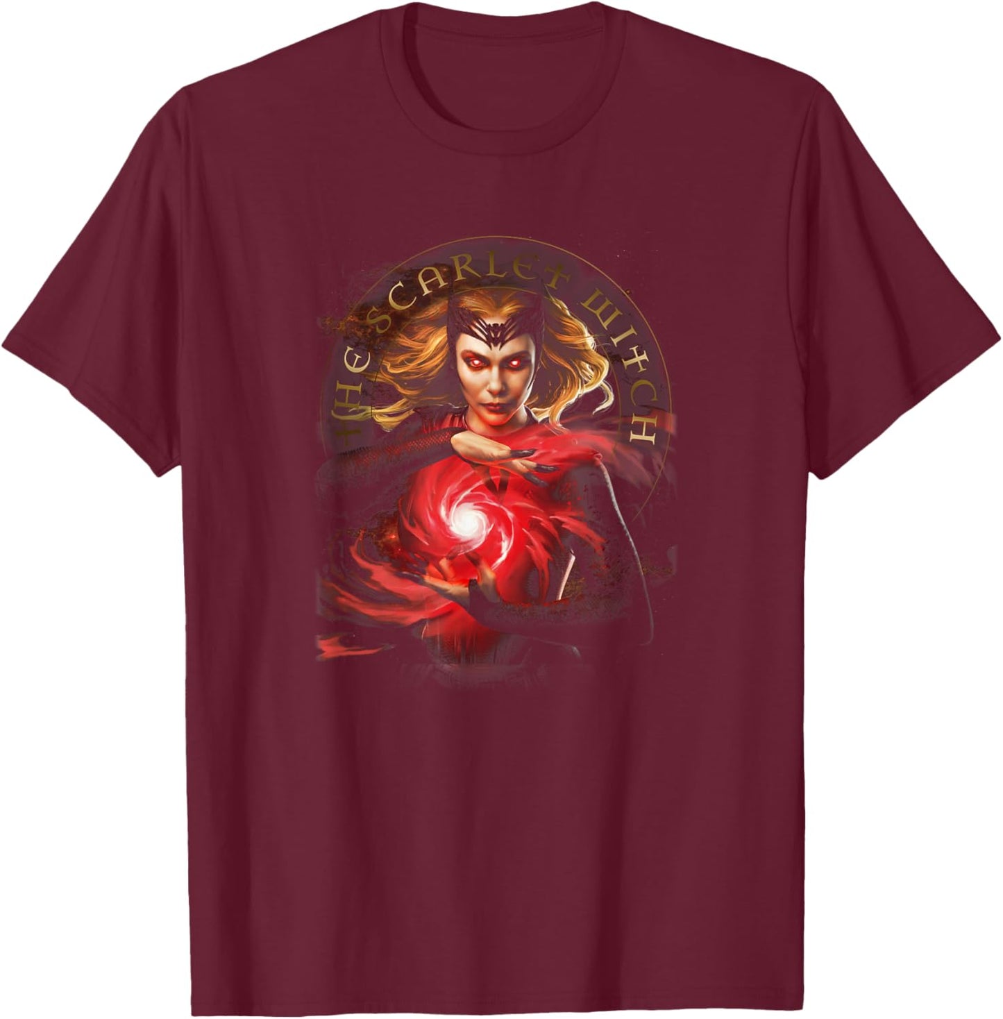 Marvel Doctor Strange 2 The Scarlet Witch Glowing Eyes T-Shirt - T-Shirt | Maroon