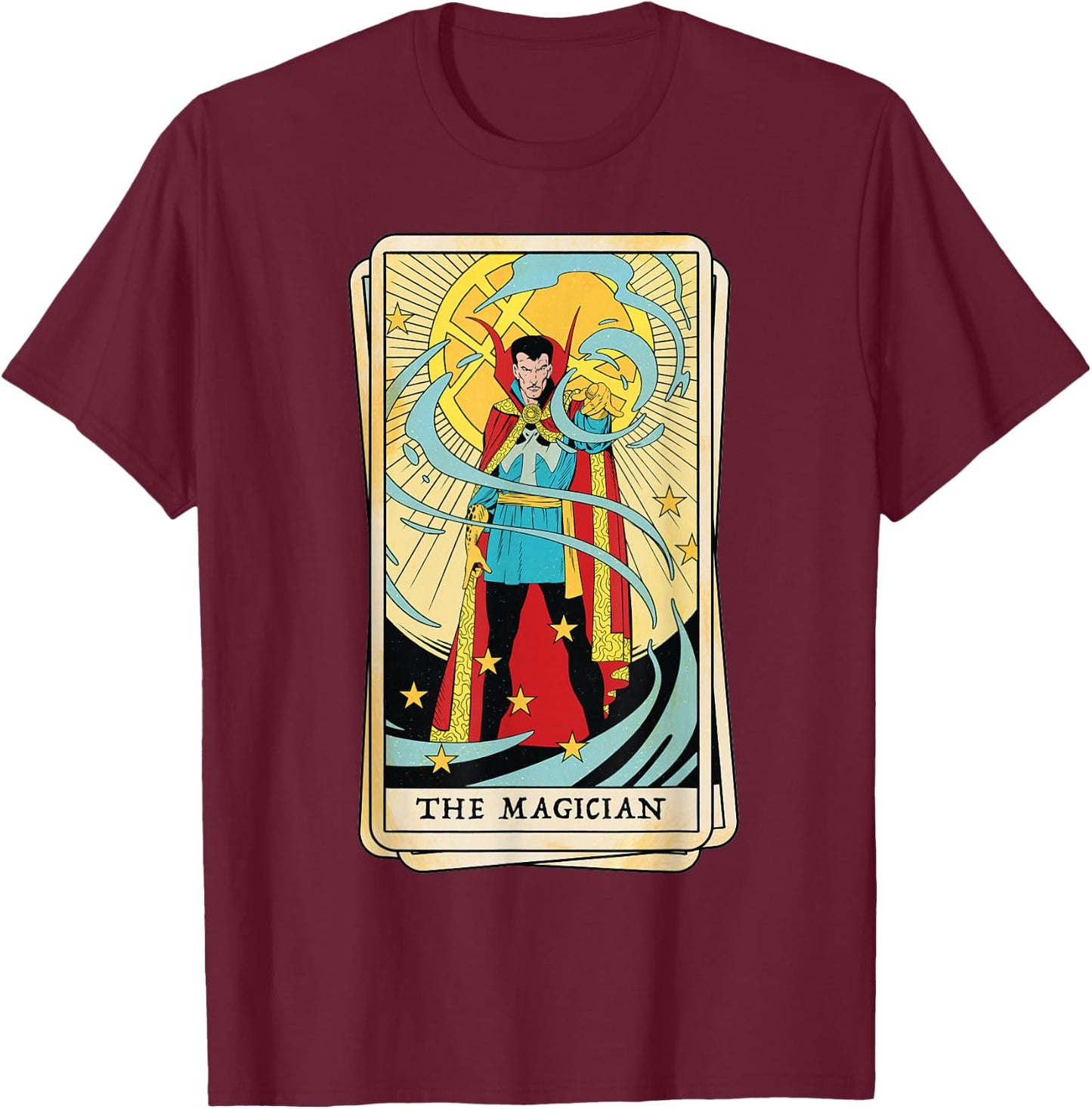 Marvel Tarot Doctor Strange as The Magician Card T-Shirt - T-Shirt | Maroon
