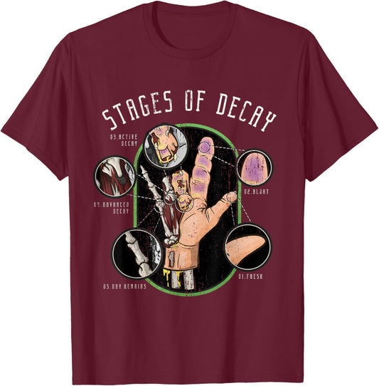 Examiner Halloween Forensics Coroner Gift Medical - Stages of Decay Forensic Science Sign Language - Black, -Adults, Small, , Short Sleeve T-Shirt - T-Shirt | Maroon