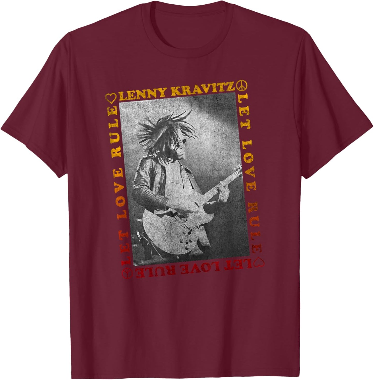 Lenny Kravitz – Let Love Rule Guitar T-Shirt - T-Shirt | Maroon