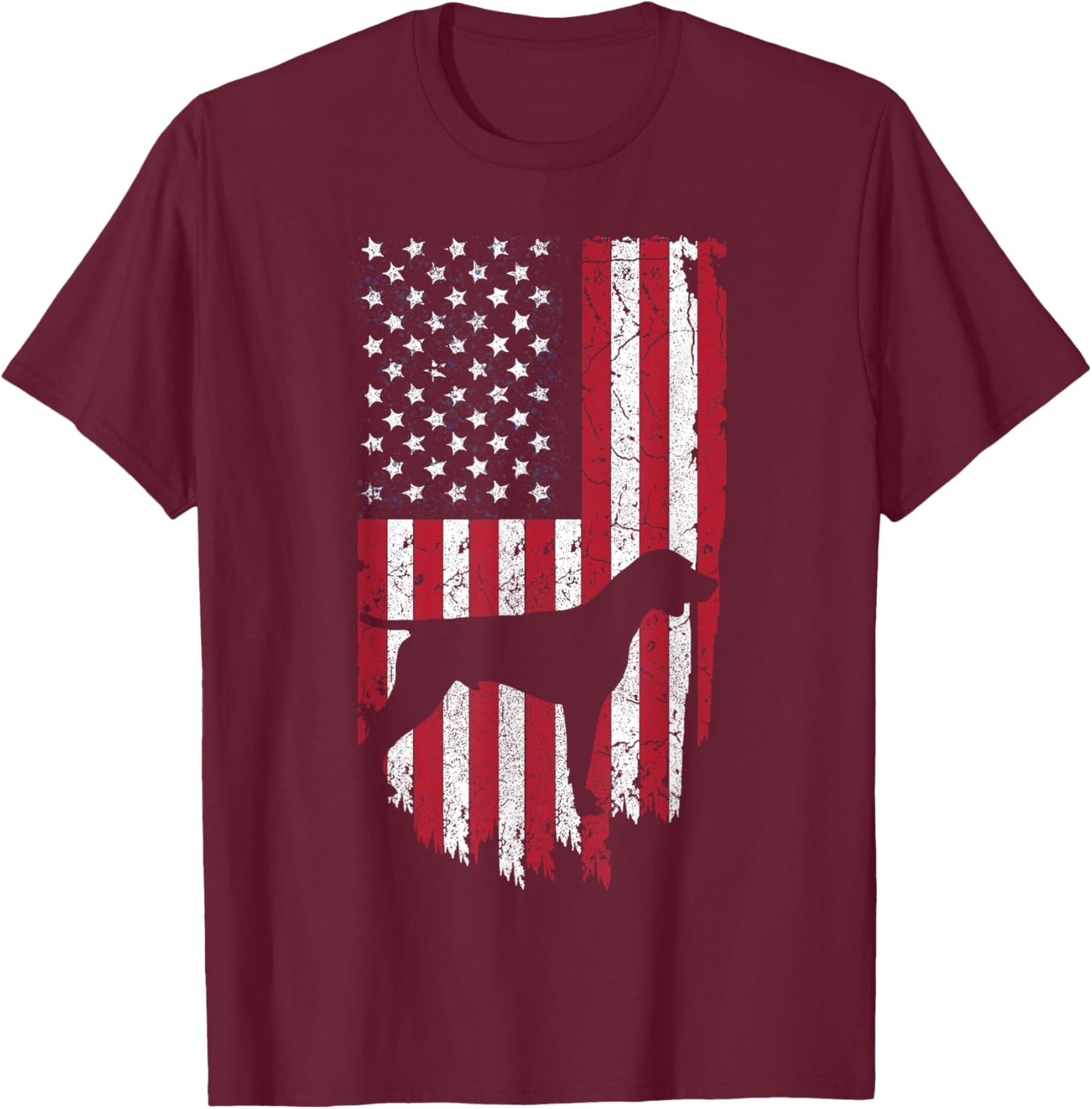 German Short-haired Pointer Dog Silhouette Shirts, American T-Shirt - T-Shirt | Maroon