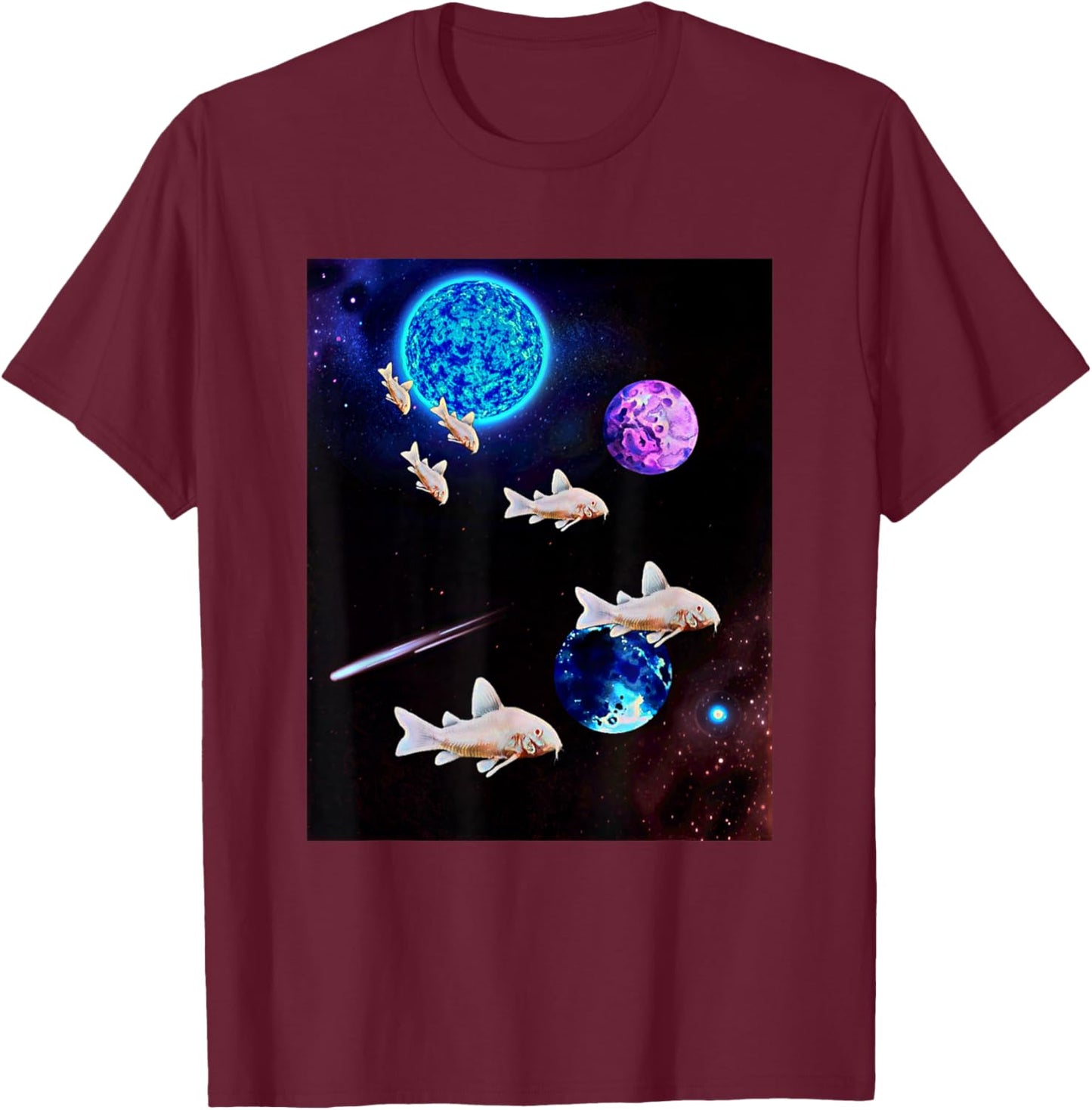 Corydoras Catfish Galaxy Planets Aquarium Catfish Lovers T-Shirt - T-Shirt | Maroon