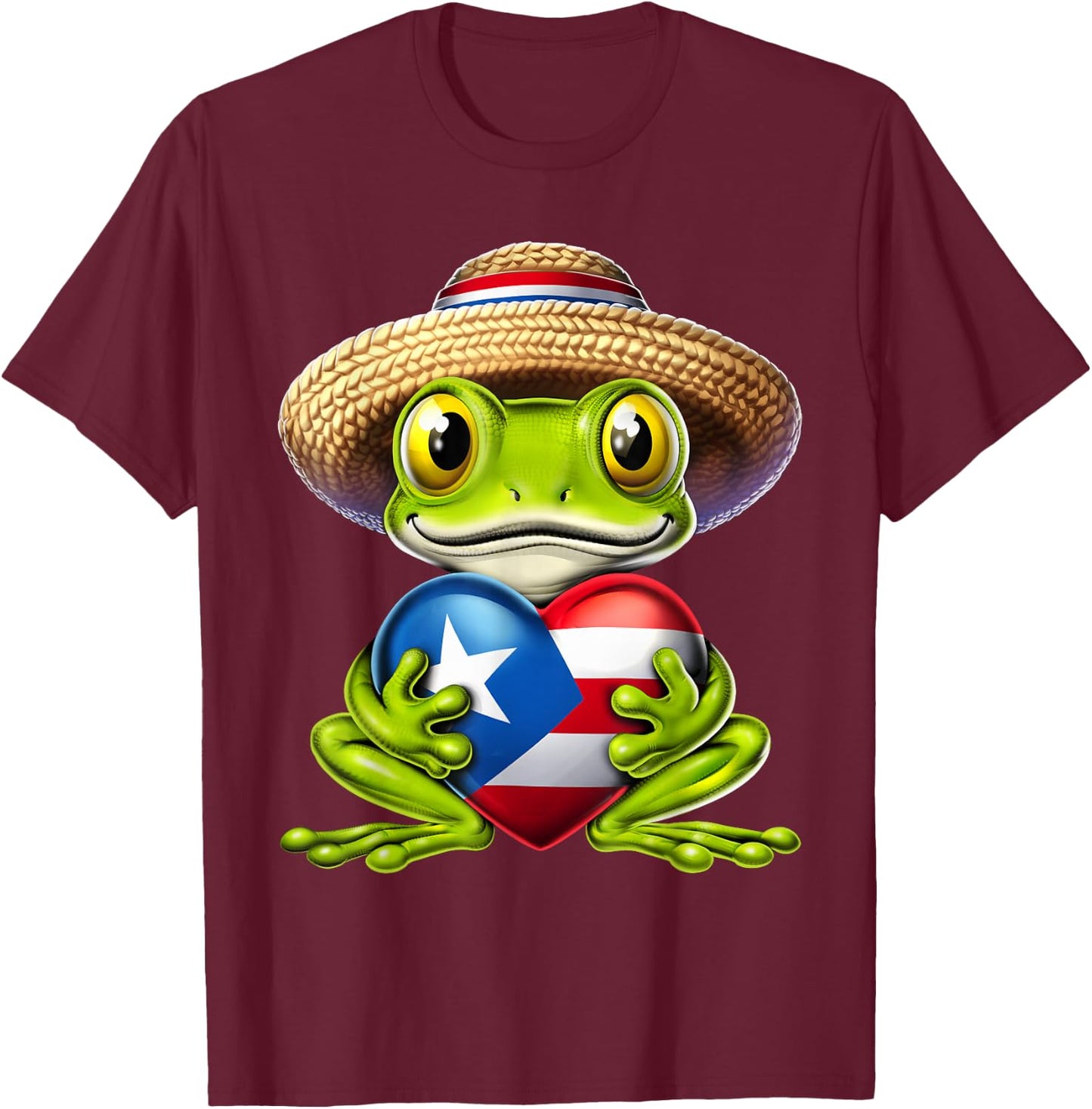Coqui Frog Puerto Rico Boricua Puerto Rican Flag Taino T-Shirt - T-Shirt | Maroon