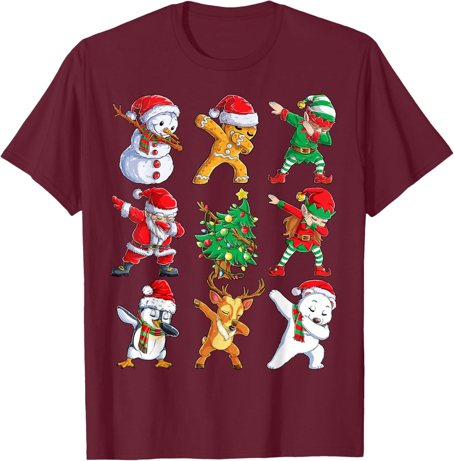 Dabbing Santa Elf Friends Christmas Boys Girls Men Xmas Dab T-Shirt - T-Shirt | Maroon