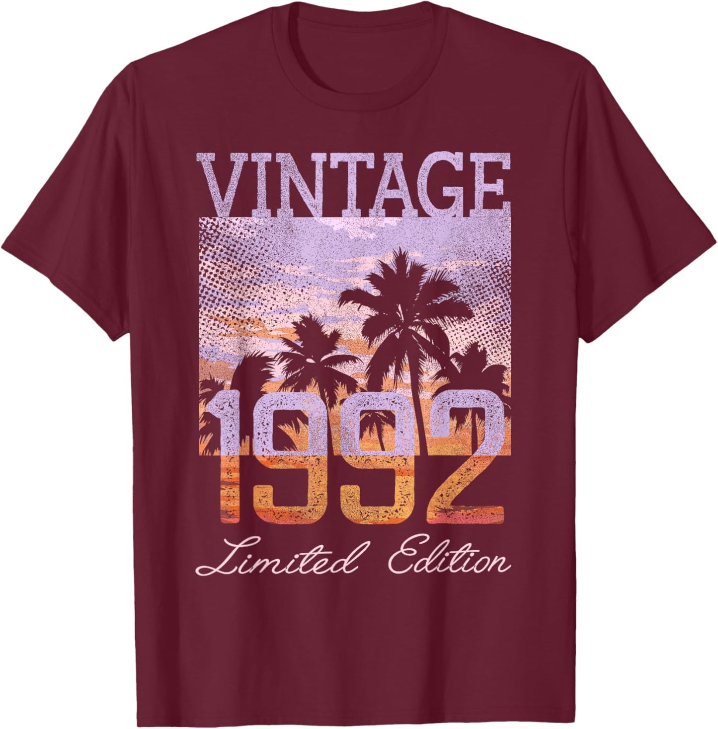 Vintage 1992 Limited Edition 33 Year Old Gifts 33rd Birthday T-Shirt - T-Shirt | Maroon