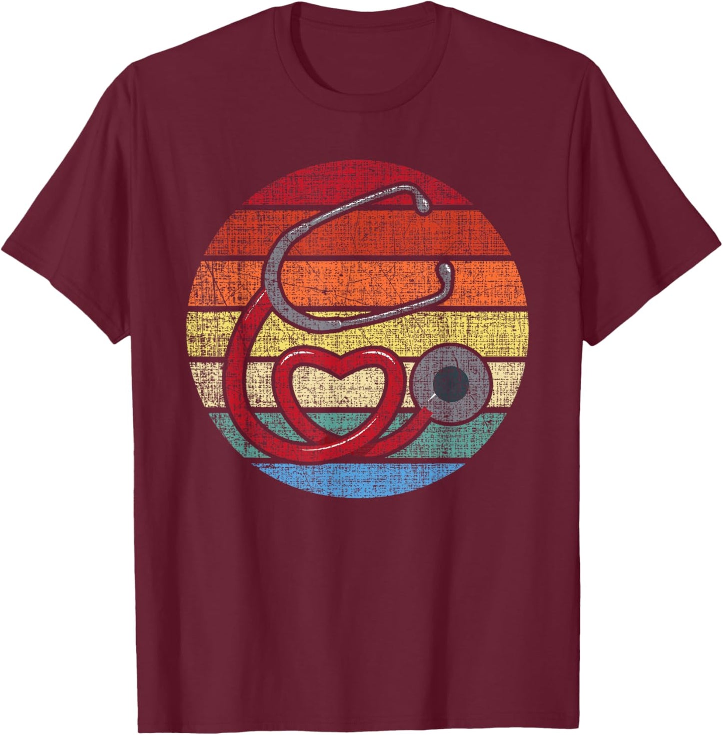 Funny Nursing Shirts Vintage Retro Stethoscope - Registered Nurse Nursing RN T-Shirt - T-Shirt | Maroon