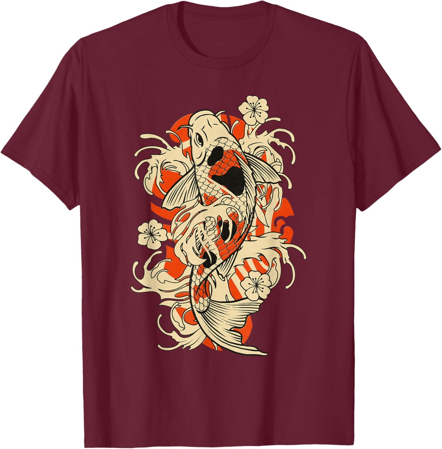 Vintage Japanese Koi Fish Japan T-Shirt - T-Shirt | Maroon