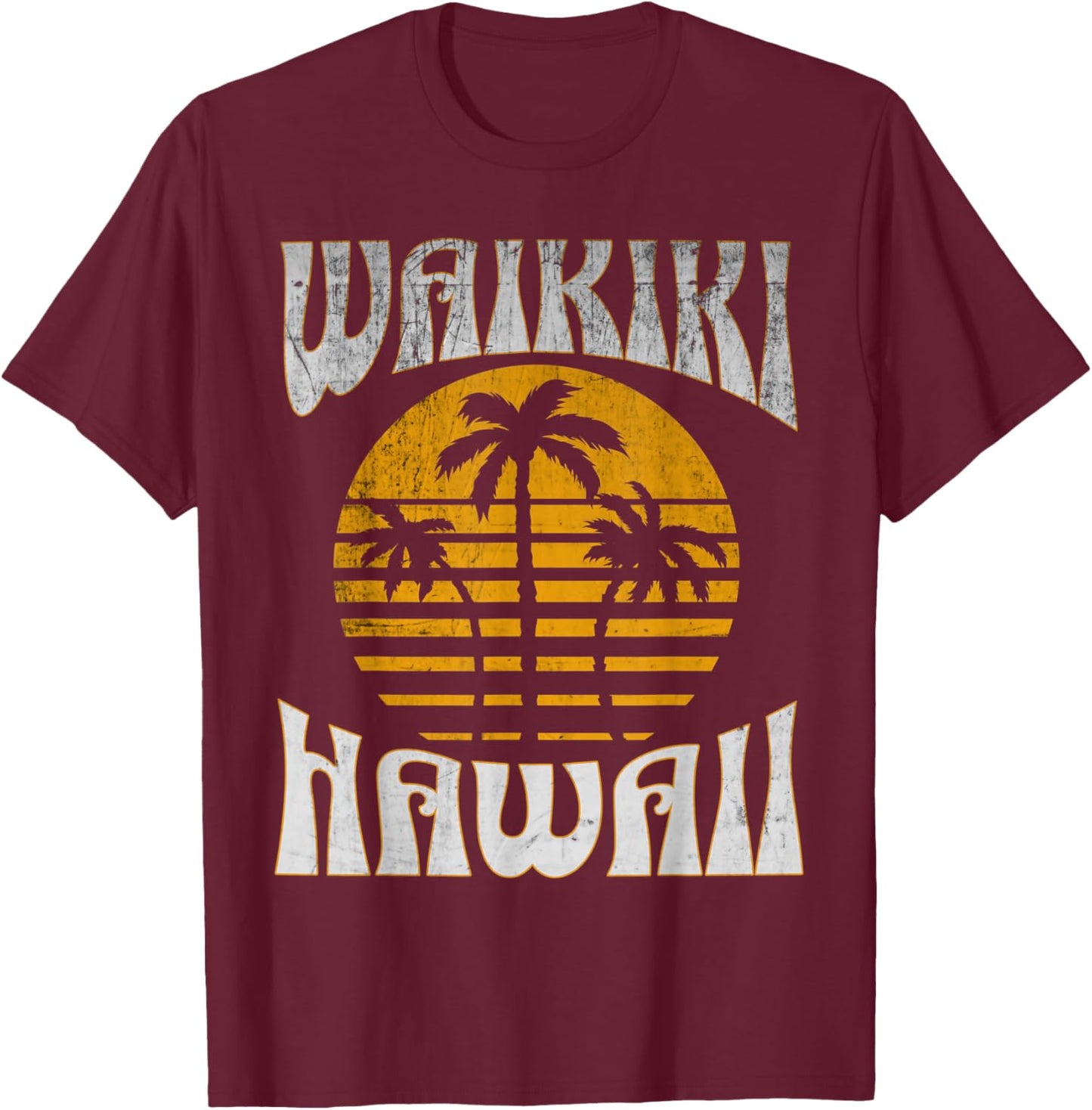 Waikiki Hawaii Beach Summer Vacation Vintage Women Kids T-Shirt - T-Shirt | Maroon