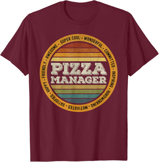 Retro Vintage Pizza Lover Manager Delivery Guy T-Shirt - T-Shirt | Maroon
