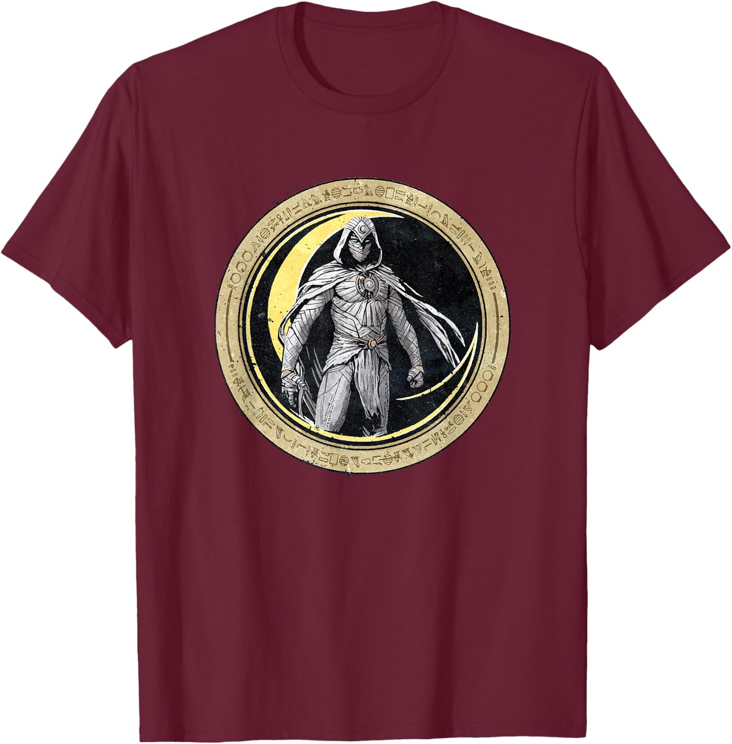 Marvel Moon Knight Crescent Egyptian Hieroglyphs T-Shirt - T-Shirt | Maroon