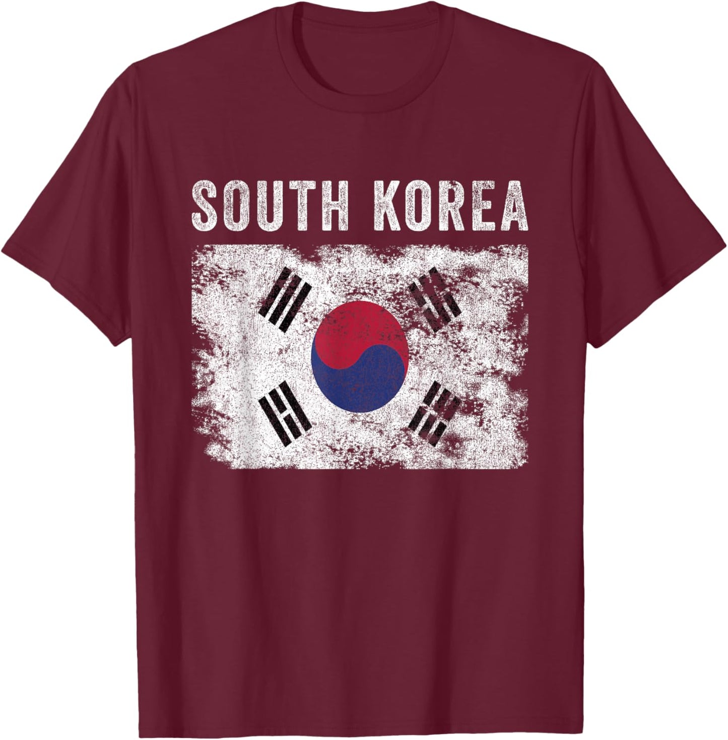 South Korea Flag Distressed - Men Women - South Korean Flag T-Shirt - T-Shirt | Maroon