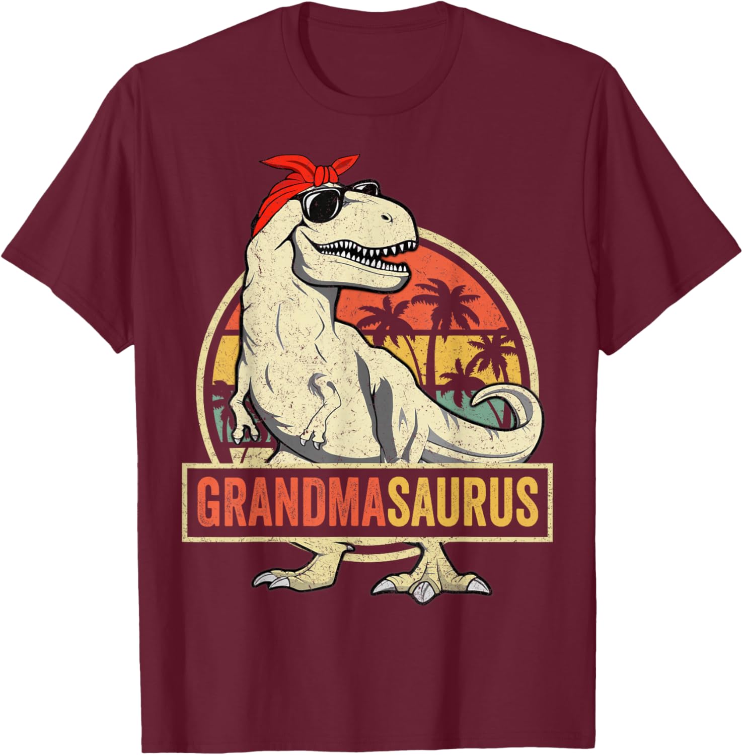 Grandmasaurus T Rex Dinosaur Grandma Saurus Family Matching T-Shirt - T-Shirt | Maroon