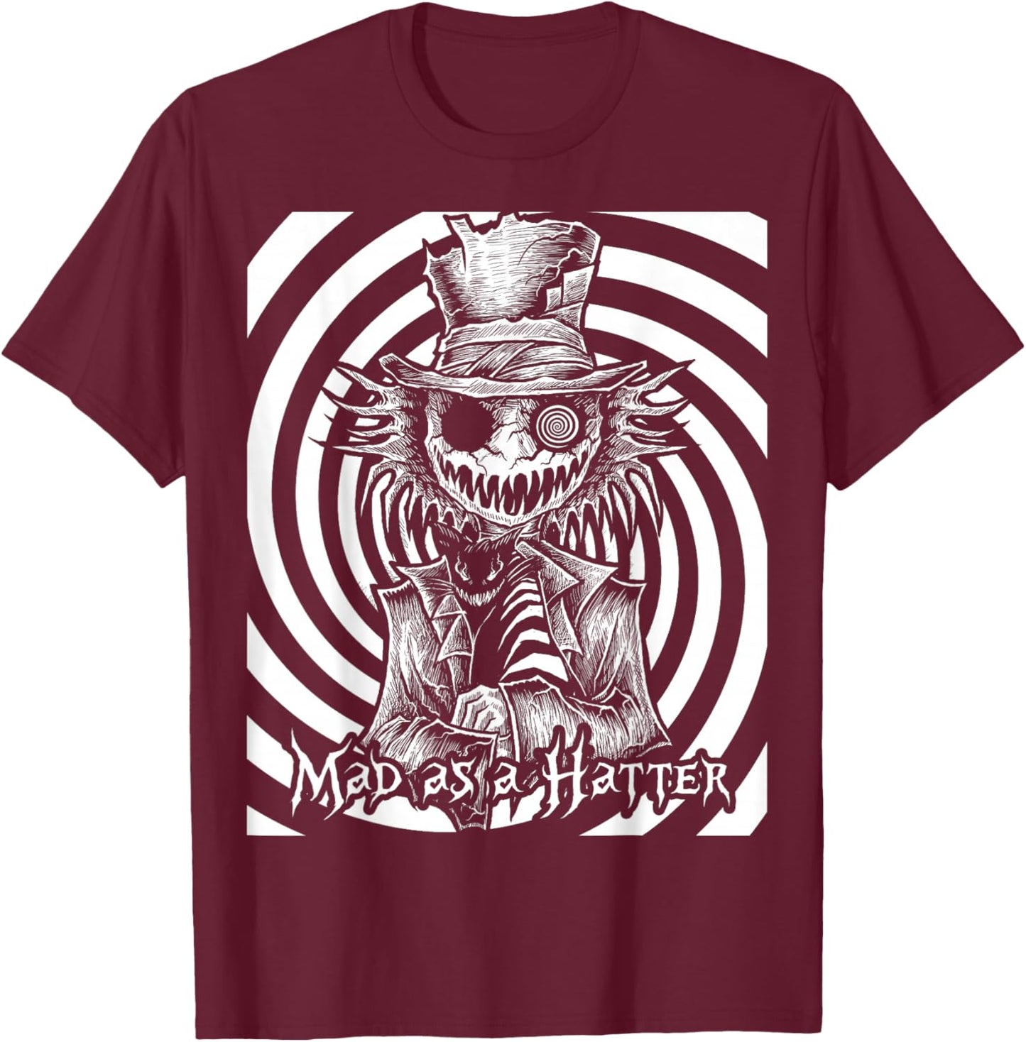 Mad Hatter Alice in Wonderland Psychedelic Madness T-Shirt - T-Shirt | Maroon