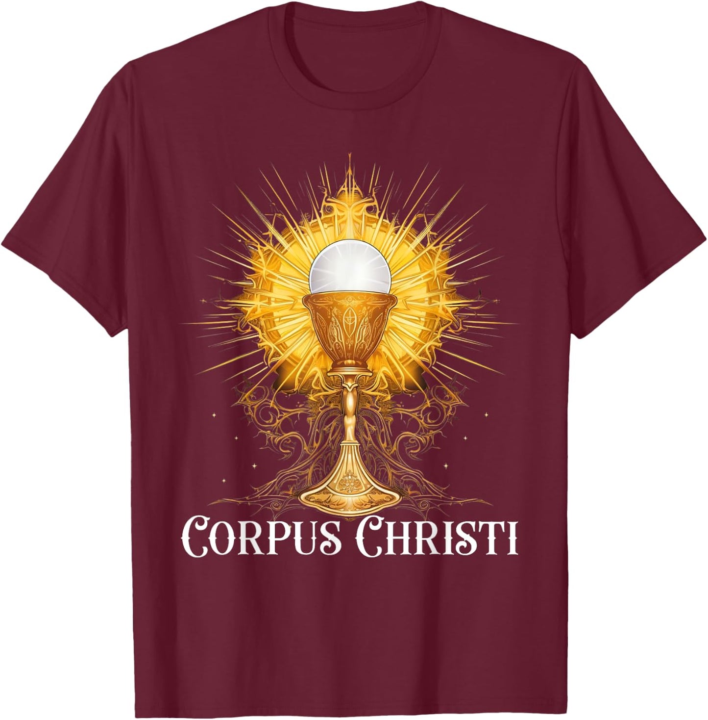 Eucharistic Adoration Traditional Latin Mass Catholic T-Shirt - T-Shirt | Maroon