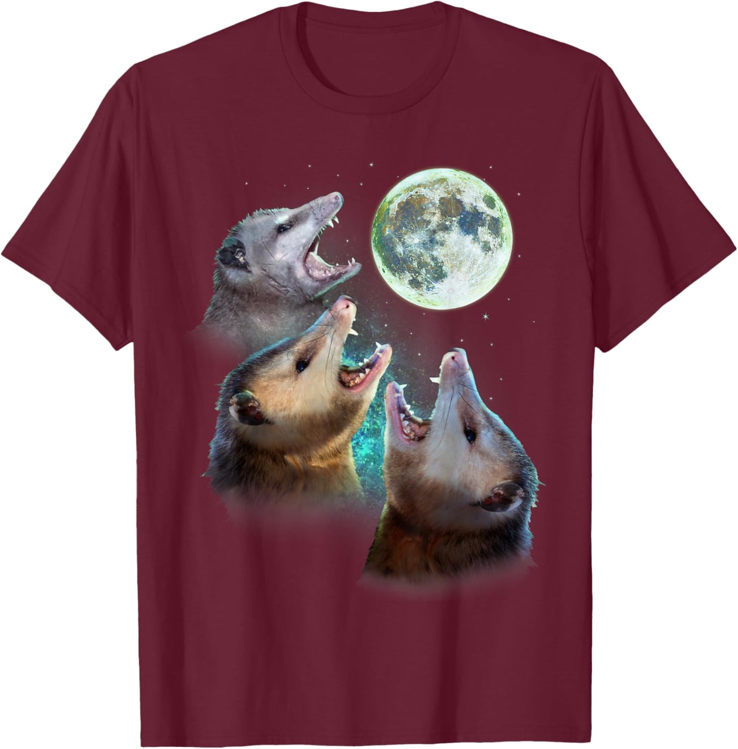 Three Opposum Moon With 3 Possums And Dead Moon Costume T-Shirt - T-Shirt | Maroon