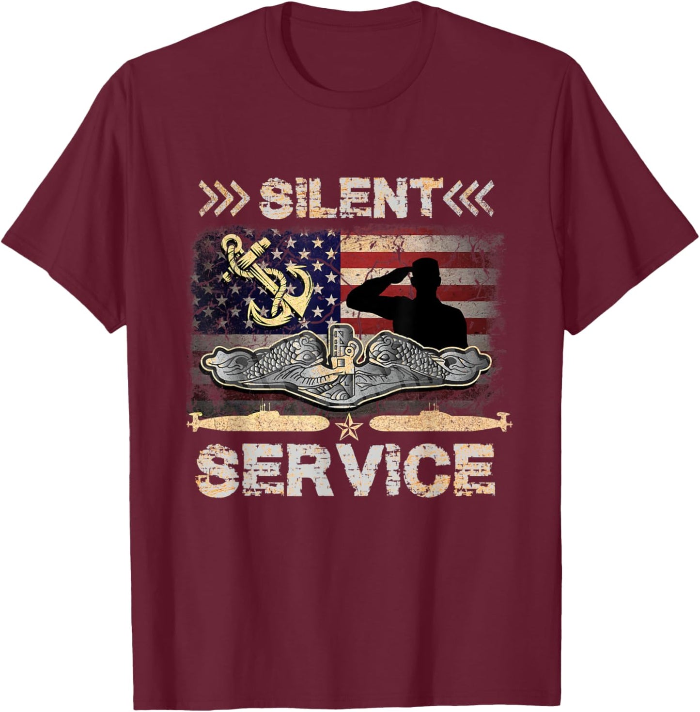 U.S Submarines Silent Service Men T-Shirt - T-Shirt | Maroon