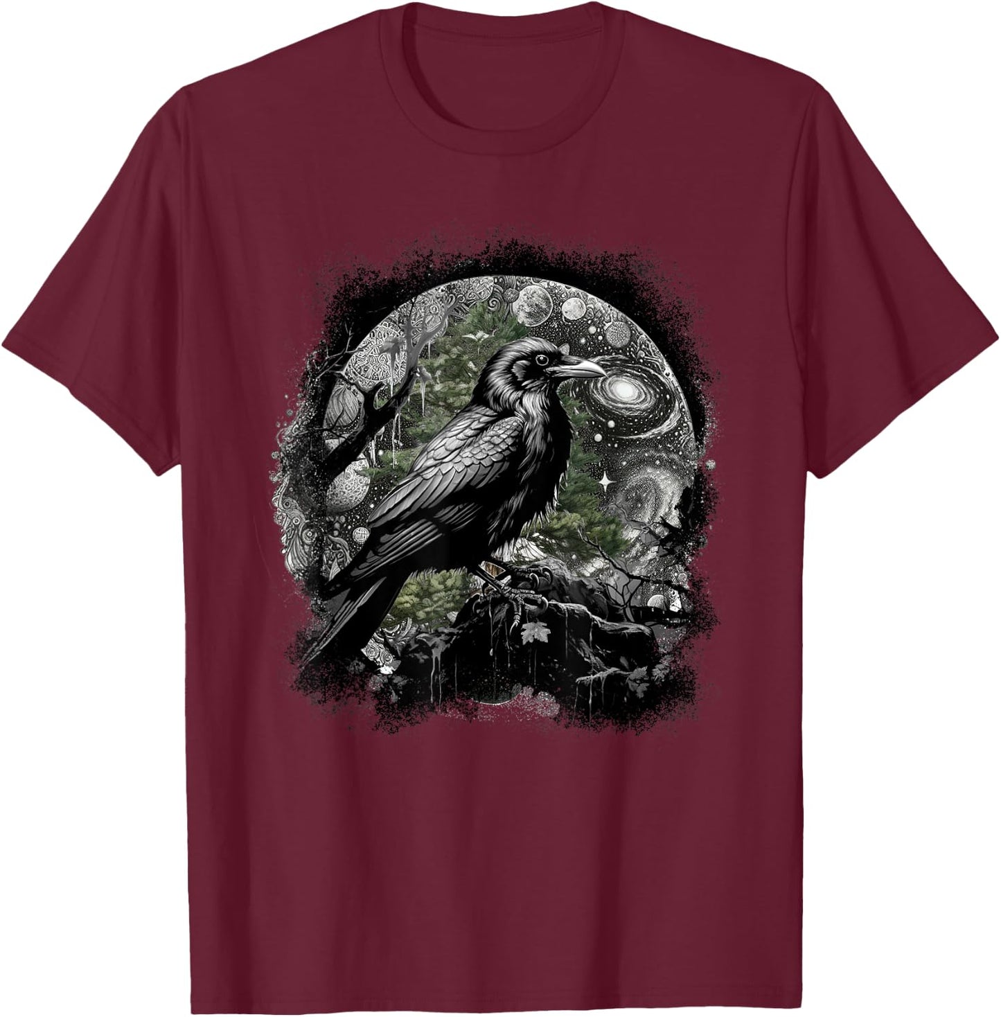 Mystically Occult Raven Birds Ravens Crows Forest Animals Crow T-Shirt - T-Shirt | Maroon