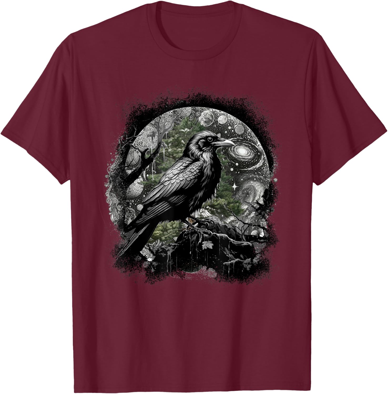 Mystically Occult Raven Birds Ravens Crows Forest Animals Crow T-Shirt - T-Shirt | Maroon