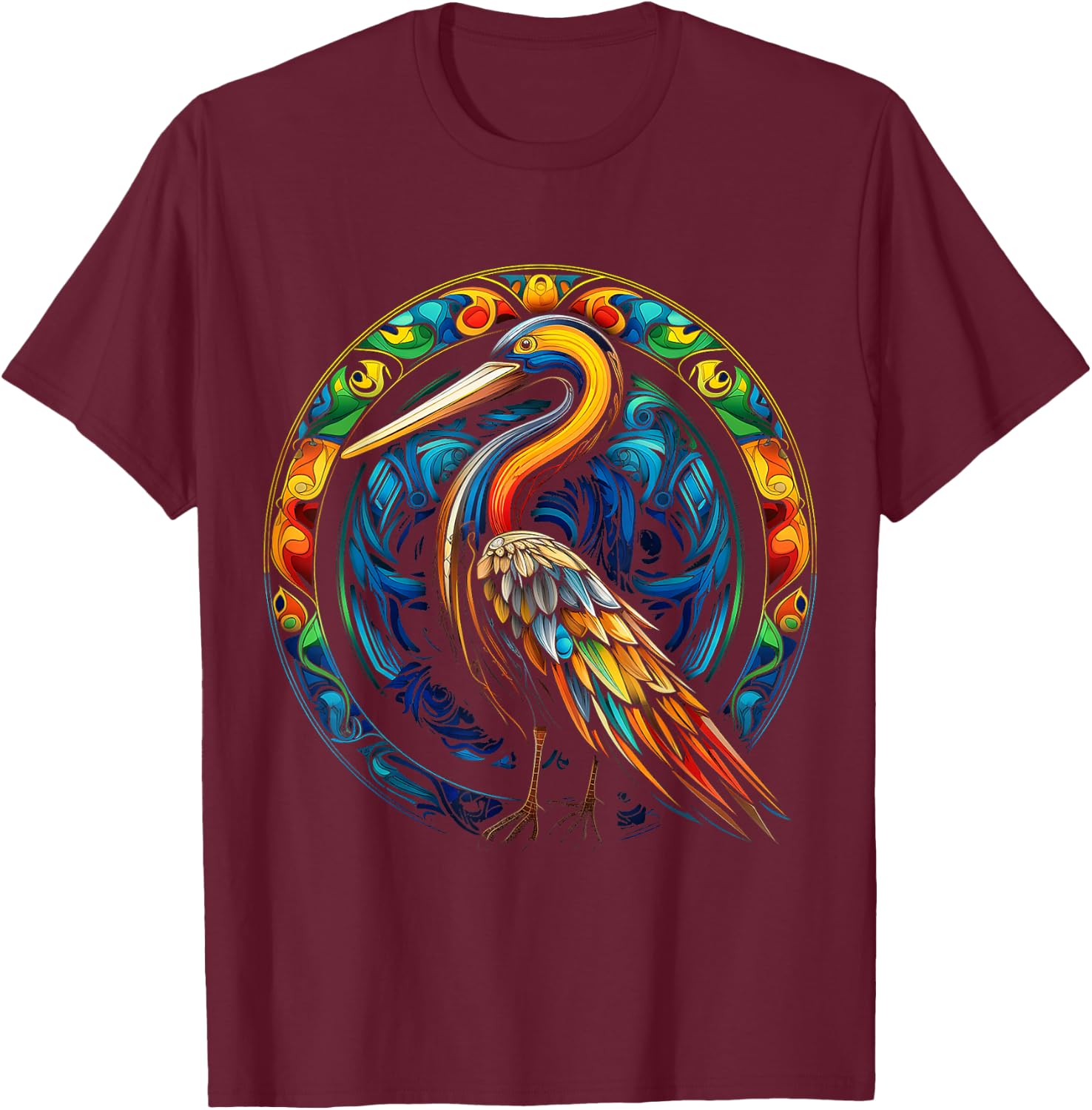Pelican Animal Graphic Art Pelican T-Shirt - T-Shirt | Maroon